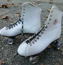 Vintage Roller Derby STREET KING Shoe Roller Skates Metal Wheels - White Sz 6