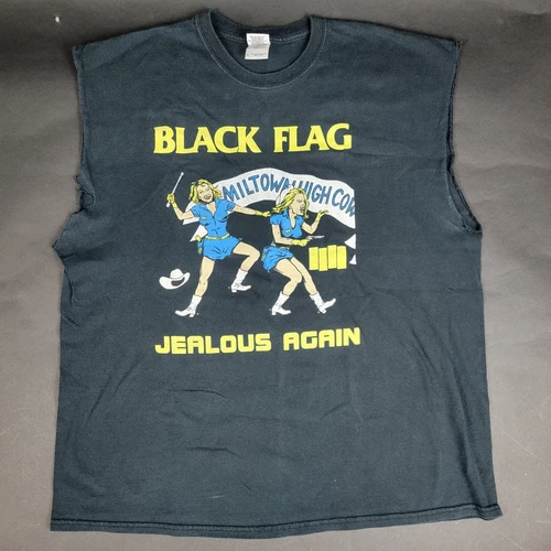 Vintage Black Flag Jealous Again Album Sleeveless T-Shirt XL 90s Punk Black