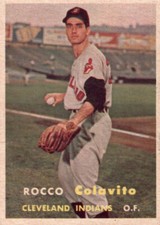 1957 Topps Baseball Card Rocco Colavito ROOKIE O/F Cleveland Indians NR MT # 212