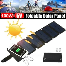 100W Portable Solar Power Bank USB Solar Panel Charger Phone Camping Waterproof