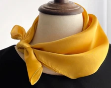 100% Silk 20" small Scarf Women neckerchief Wrap solid yellow WS32-3