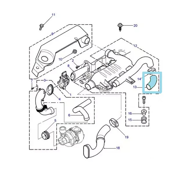Durite de suralimentation Freelander 2.0 TD4 WAP000080 conduit air turbo intercooler