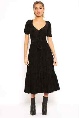 Blackmilk Burned Velvet Spider Threads Wrap Midaxi Dress Size