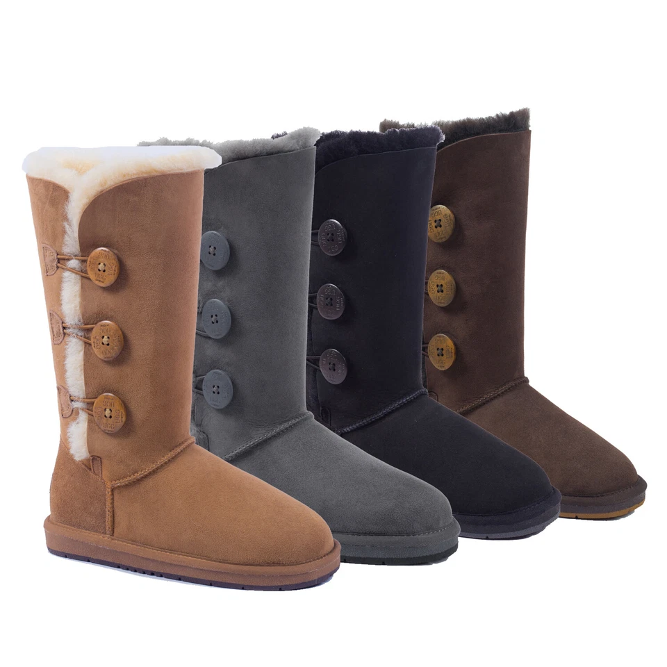 【EXTRA 8%OFF】Women UGG Classic Button Tall Boot Australia Premium Sheepskin Wool
