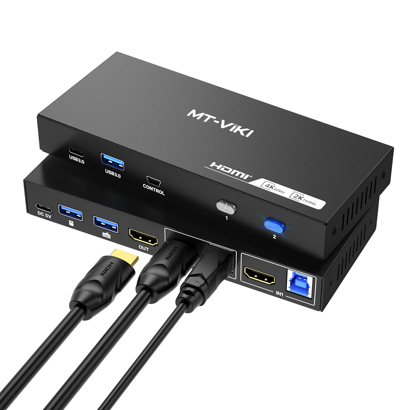 MT-VIKI 4K@60Hz HDMI KVM Switch 2 Port Box USB 3.0 KVM Switcher for 2 Computers