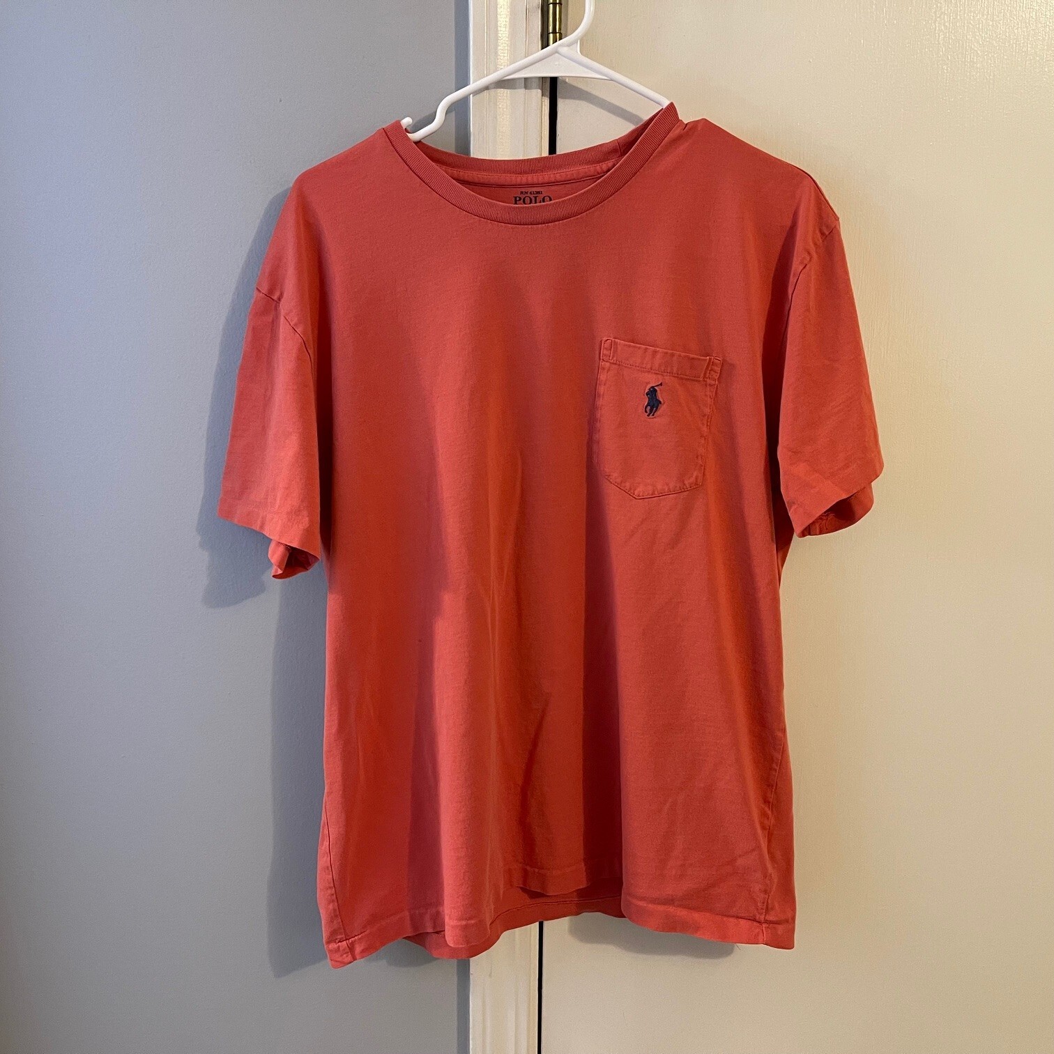 PONY Ralph Lauren POLO maglietta manica corta con tasca arancione con frangia blu media