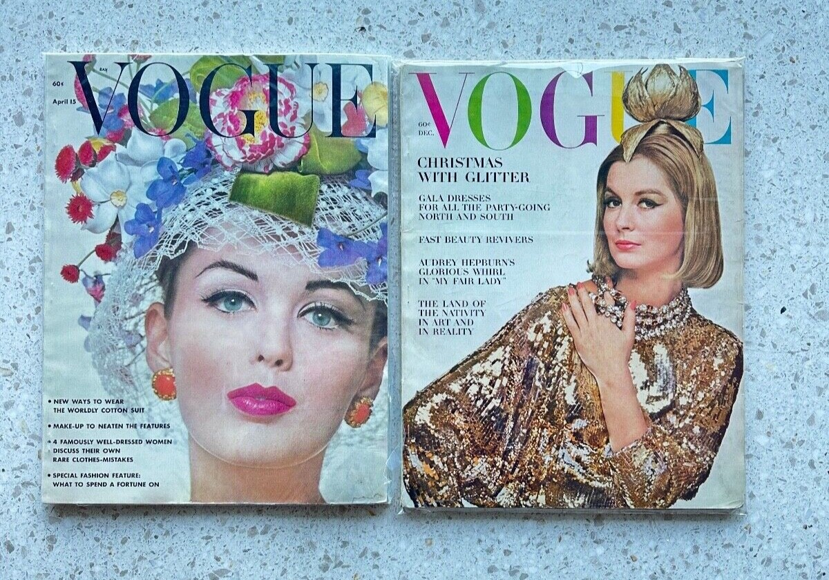 Lot of 2 Vintage American Vogue magazines; April 15, 1962 and