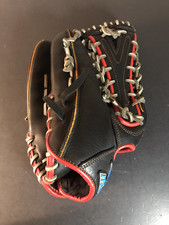 Mizuno Polaris Left Handed Baseball Glove. 11" Black and Red Leather.