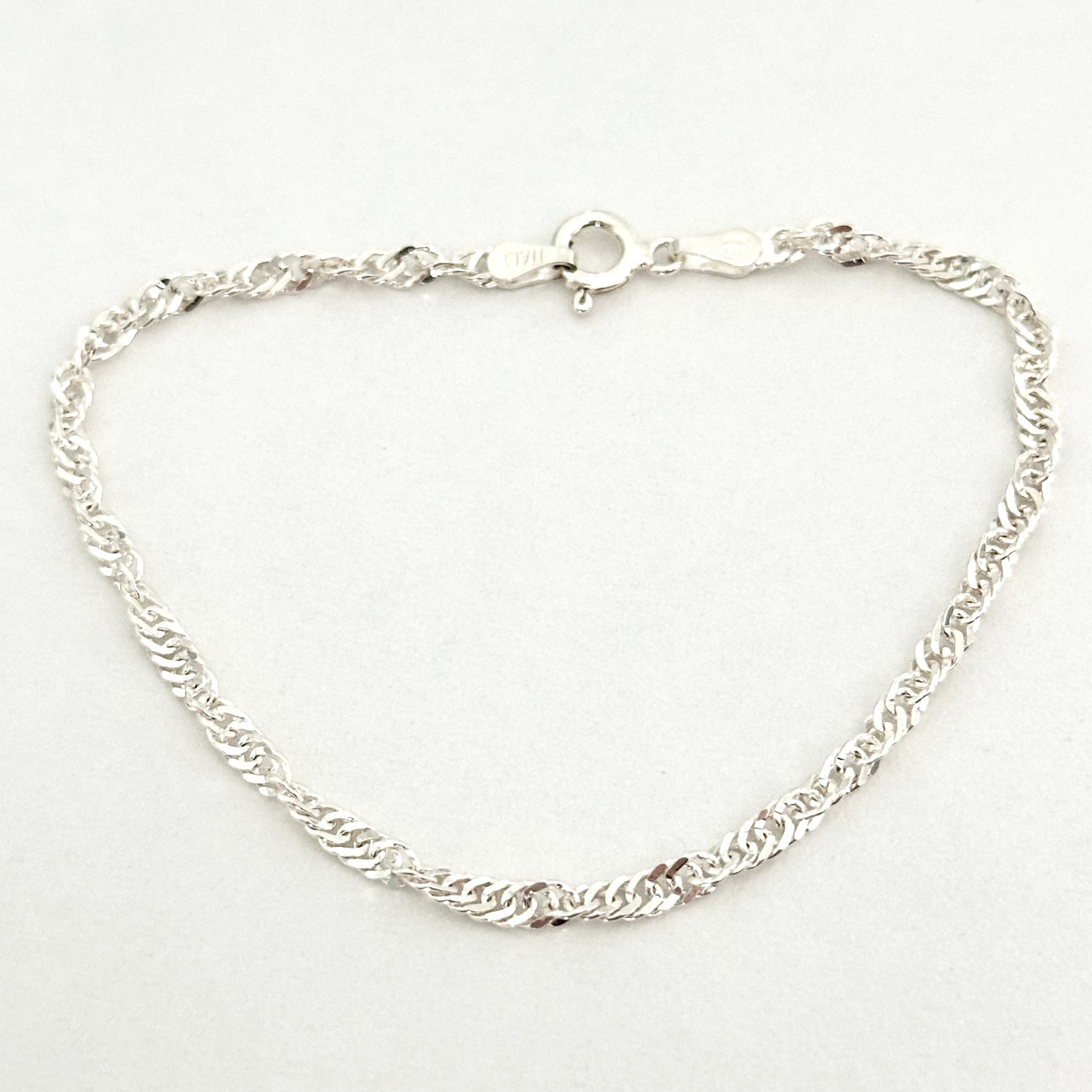 Milor 925 Italy Sterling Silver Singapore Shiny Twisted Rope Chain Bracelet 7
