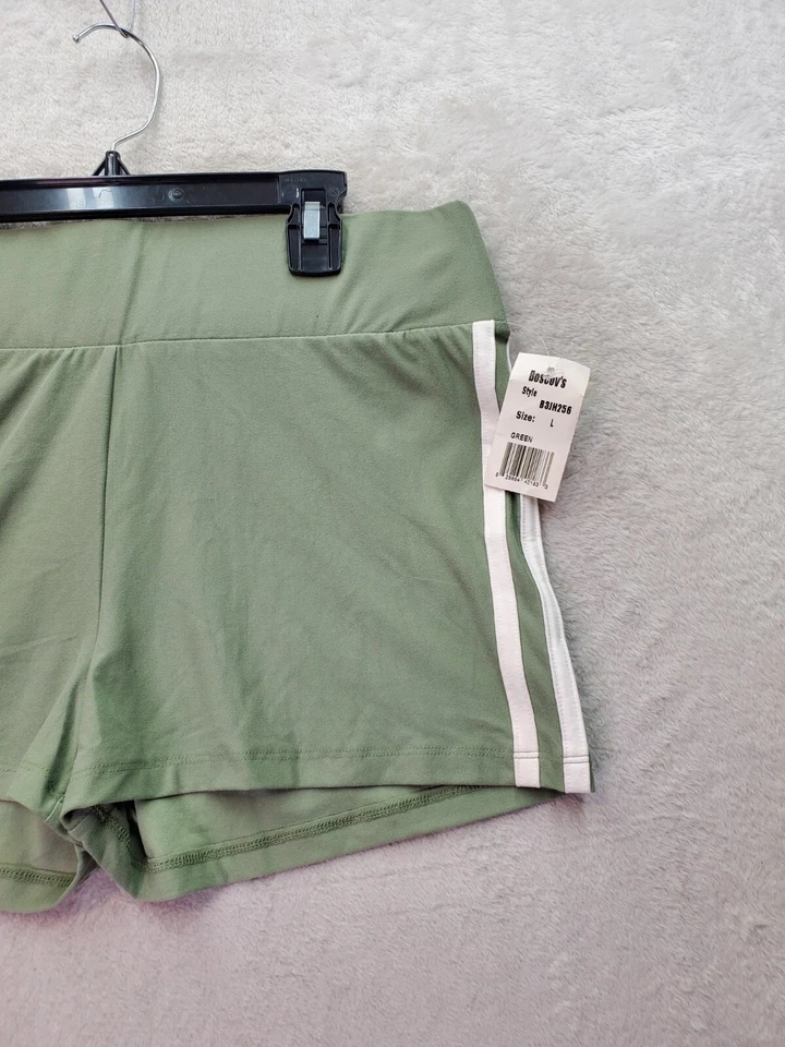 Pantalones Cortos Derek Corazón Mujer Grandes Verde Poliéster Cintura Elástica Tiras Blancas Laterales Foto 3 de 4