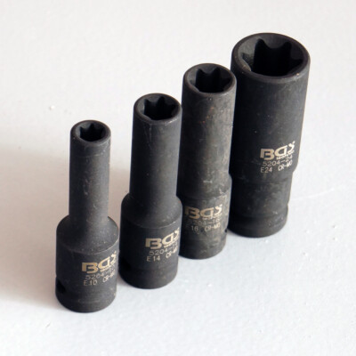 Kraftnuss E-Profil Außen Torx Kraft Steckschlüssel Einsatz Antrieb 1/2'', E10-E24