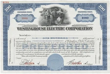 Westinghouse Electric Corporation. Stock Certificate
