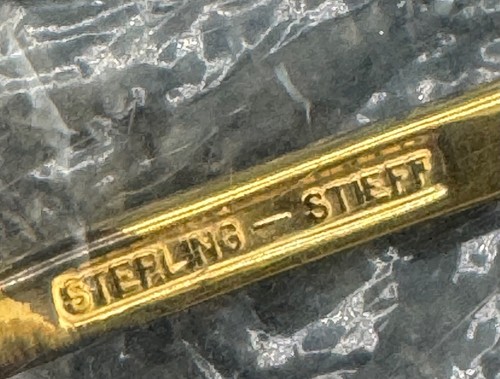 Stieff Rose Vermeil Sterling Silver Gold Plated Olive Serving Fork 32 grams - Picture 2 of 3