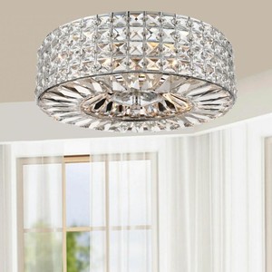 Modern Flush Mount Crystal Chandelier 3 Light Fixture Low ...