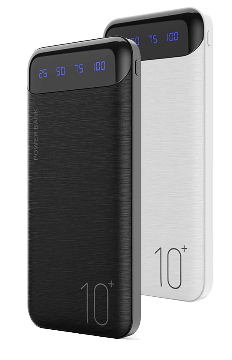 Power Bank 2-Pack 10000mAh Slim Portable Charger Dual External Battery Pack with Fast Charging for Phones Tablets and More