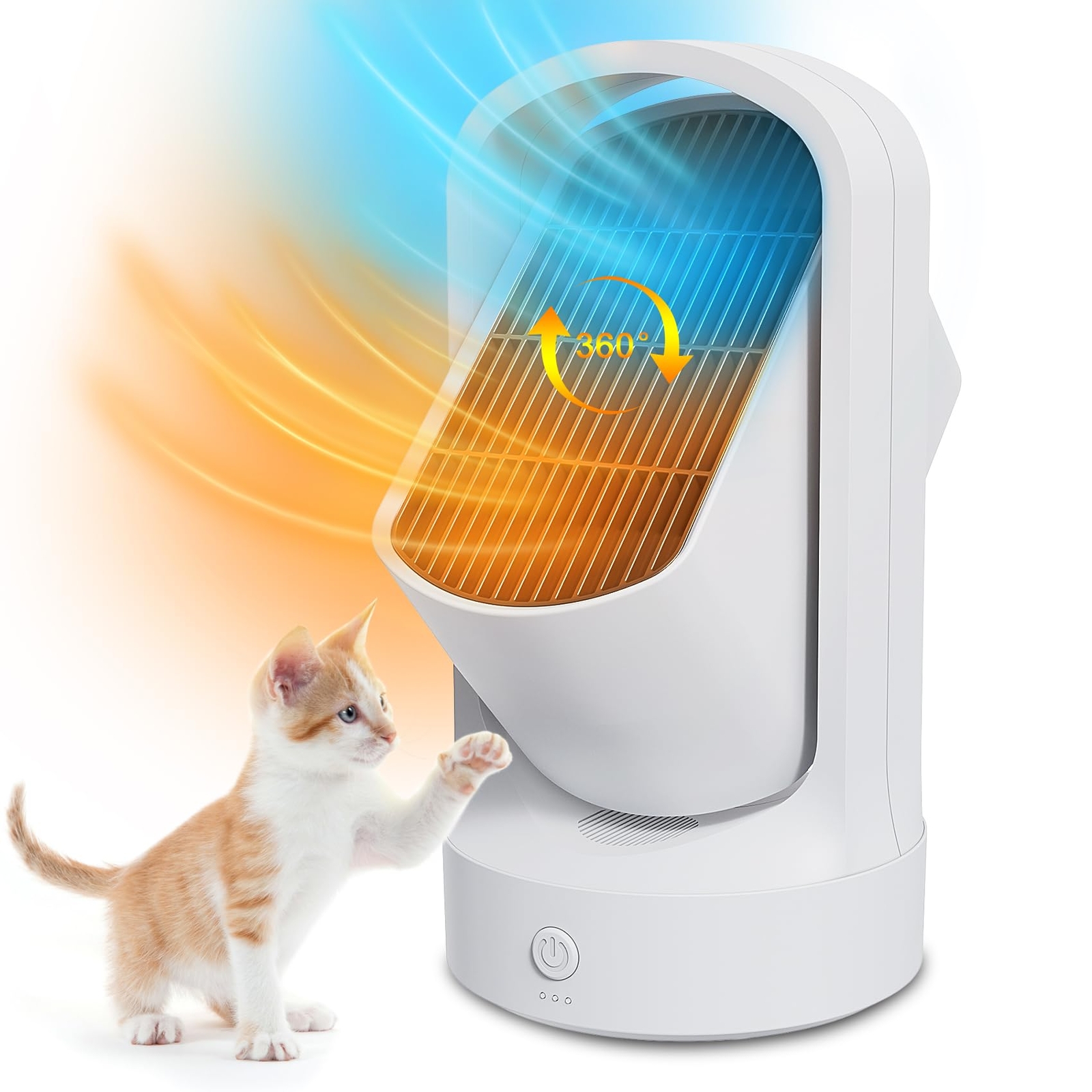 2025 Upgraded Heater for Bedroom, 1500W PTC Ceramic Electric Heater with Tip-...