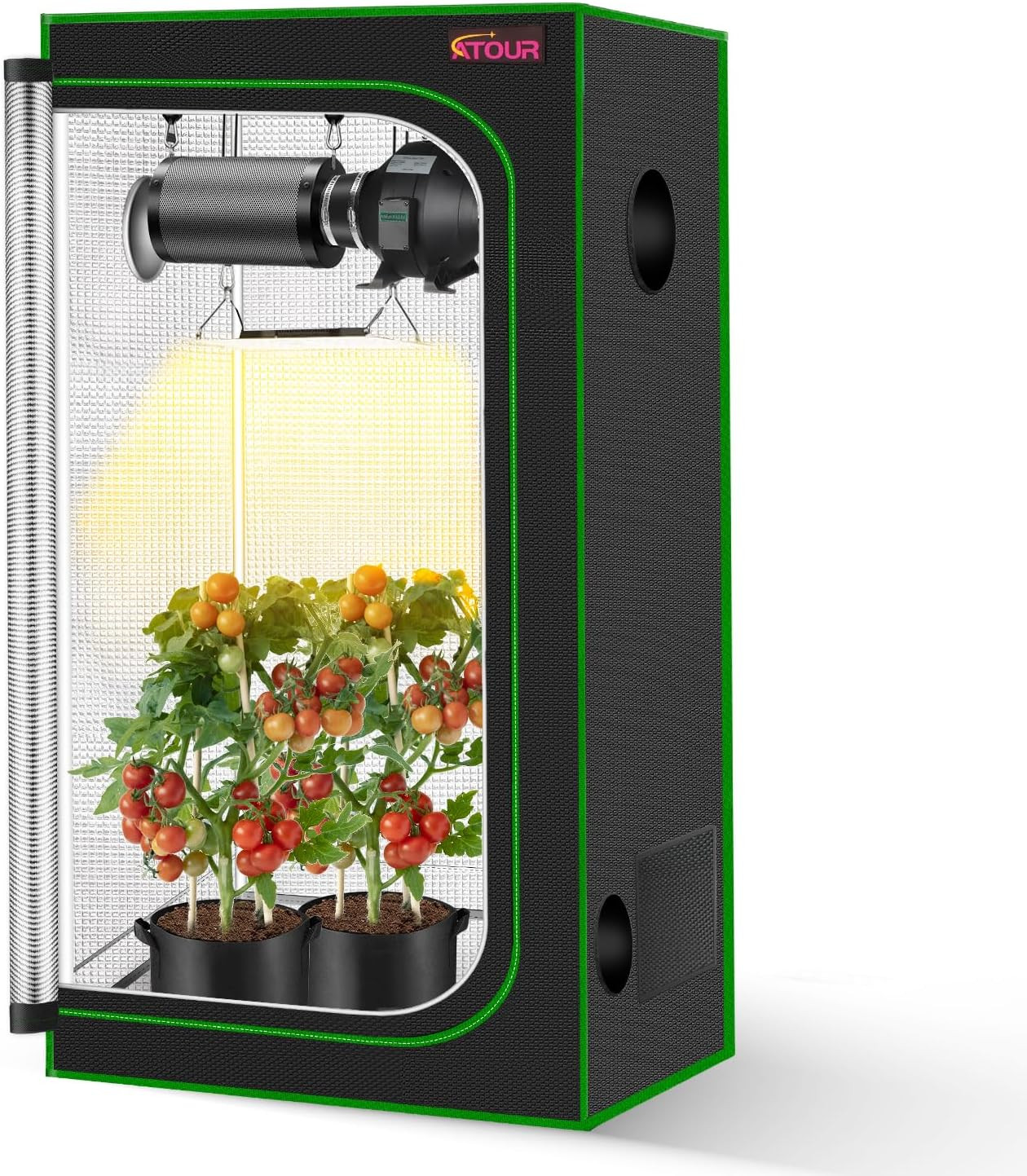 Grow Tent 34x34x72in Reflective Mylar Indoor Grow Box with Window and Floor Tray