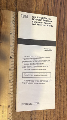 IBM VS COBOL for DOS/VSE Reference Summary - Format and Reserved Words ...