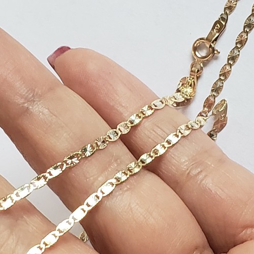 Real 10k yellow white and Rose gold chain necklace 2 mm 20 inches long - Picture 11 of 12