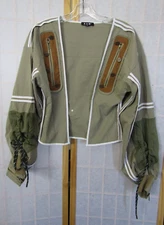 NIB Janai Nicole Collection EAM Fashion Jacket w/ Zipper Accents Khaki Tan SZ M