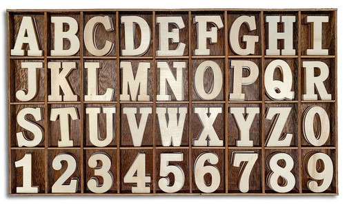 180 Pieces 1-3/4 Inch 1.75" Wooden Letters Wooden Numbers with Rustic Divider...