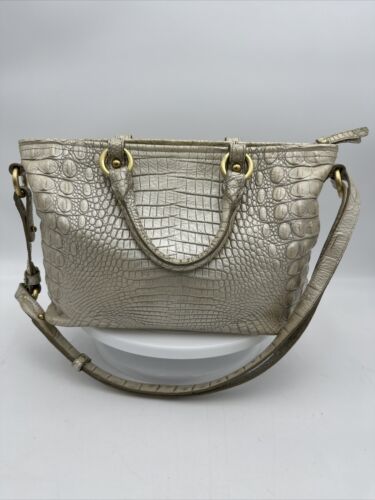 Brahmin Mini Arno Melbourne Beige Leather Satchel Handbag Shoulder Bag EUC - Picture 2 of 8