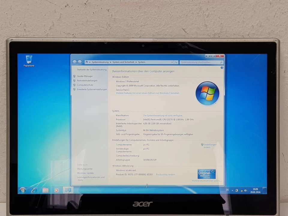 Acer V5-431P TOUCHSCREEN! Windows 7 Notebook 2117U 4Gb 256GB Laptop USB3 14.0" - Bild 2 von 4