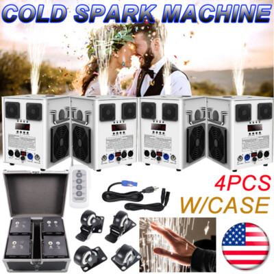 4X Cold Spark Machine 700W Stage Effect DMX Firework DJ Event Party Wedding+Case