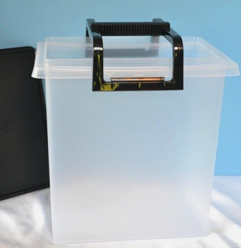 Tupperware Large Carry All Clear Container & Handle Black 12Lx7"Wx24"T New - Picture 3 of 4