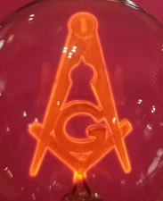 Vintage Aerolux Freemason Square Compass G Light Bulb, Working