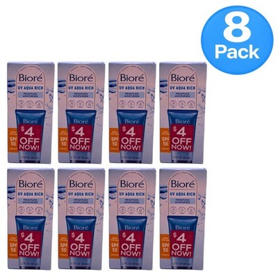 Bioré UV Aqua Rich Weightless Moisturizer SPF 50 - 1.7oz - 8 Pack Mega Bundle