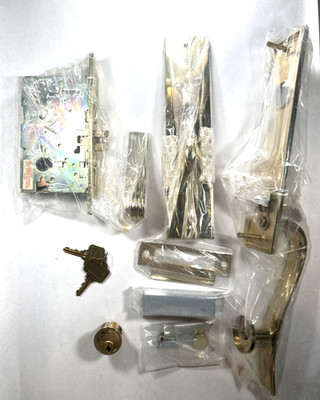 New Omnia Mortise Lock Regal Entry Handle set US3 w/ Inside Lever NOS