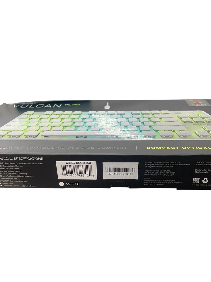 ROCCAT Vulcan TKL Pro PC USB-C Gaming Keyboard AIMO RGB Lighting White ROC12642 - Image 3 of 4