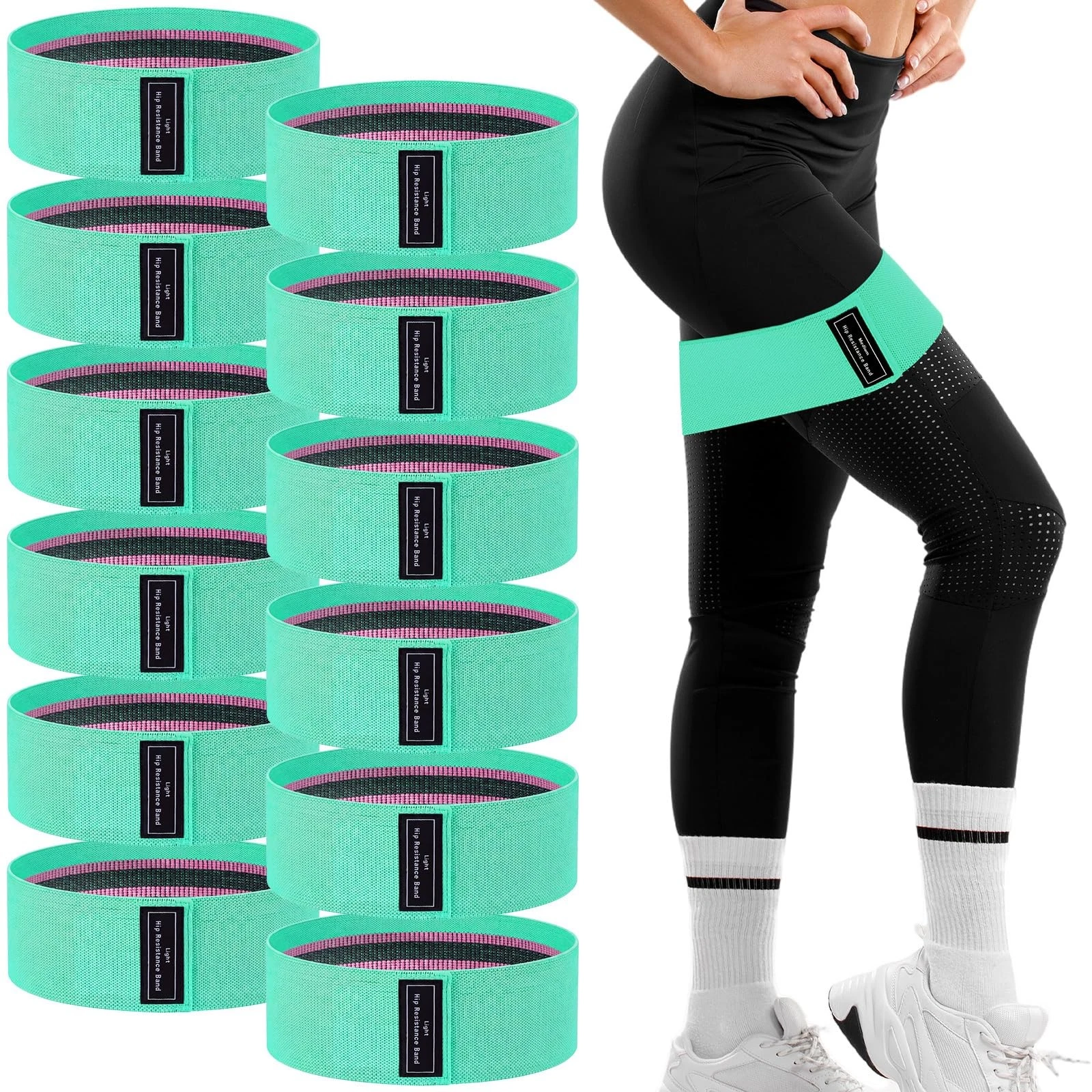 12 Pcs Fabric Resistance Bands for Working Out Booty Workout Stretch Exercise...