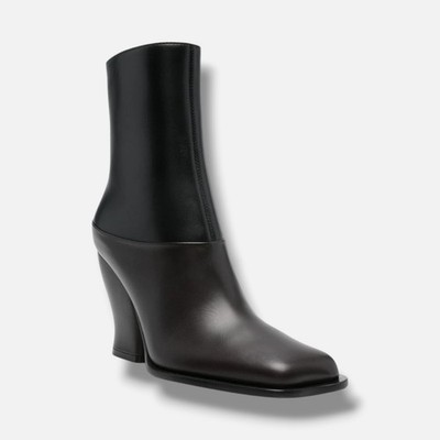 LOEWE Women's Black Brown Onda Two-Tone Leather Ankle Boot Shoes Size EU:36 US:6
