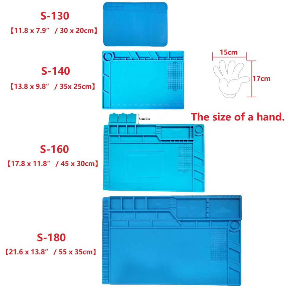 CPB S160 Heat Resistant Silicone Soldering Mat – 17.8x11.8 Inch, Magnetic, With Screw Organizer - View #13