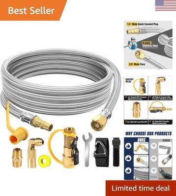 Multi-Purpose 12FT Propane Hose for RV Grills and Heaters with Quick Connect Kit