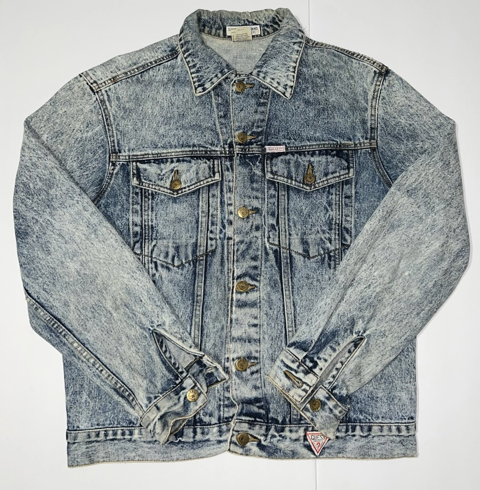 VINTAGE Guess Georges Marciano Jacket Mens Medium Acid Wash Trucker Made USA 80s