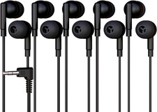 5 Pack Bulk Wired Earbuds, in Ear Headphones with 3.5Mm Jack, 4Ft Tangle Free