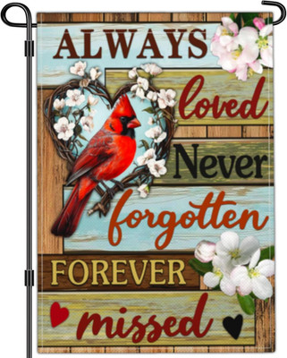 Cardinal Memorial Garden Flag Always Loved Never Forgotten Memorial Day Yard Gar