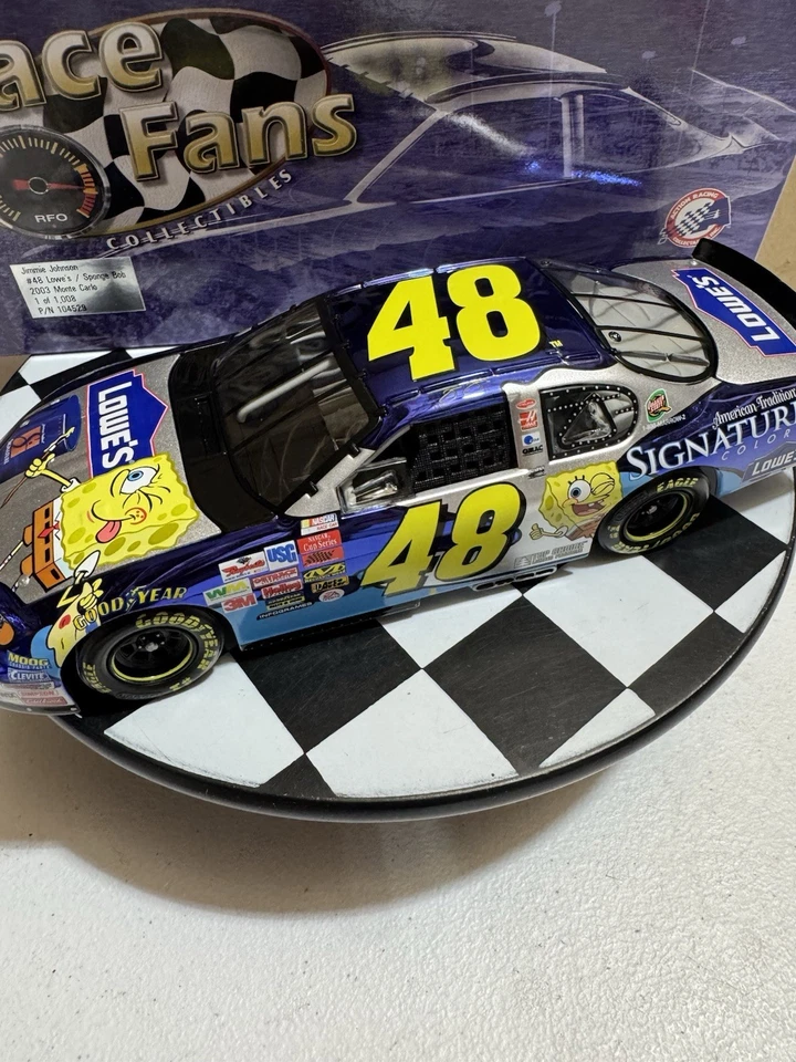 罕见 * Jimmie Johnson #48 Lowe’s Sponge Bob Color Chrome 2003 1:24 Nascar 压铸 — 第 2/4 张图片