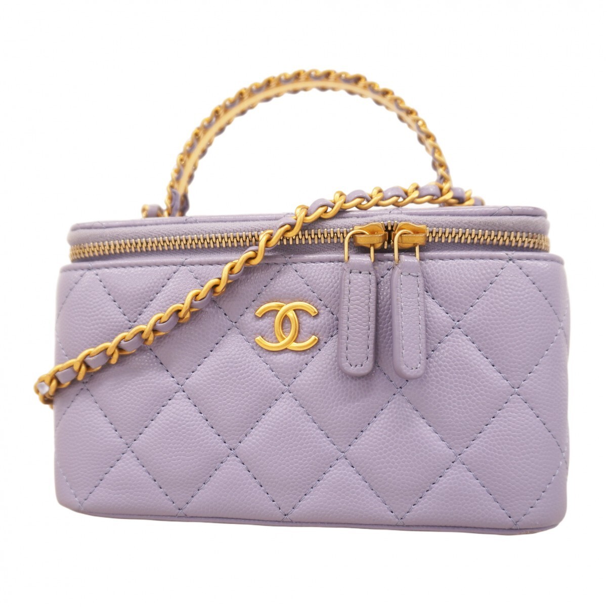 Chanel Purple Champagne Matelasse Vanity Bag with Chain Strap