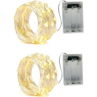 Micro LED Lichterkette Batterie 2 StüCk Je 2 M 20 Leds Warmweiß Silberdraht