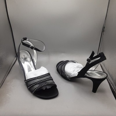 David Tate Sandals Giada Women's 8.5M Black Satin Rhinestones