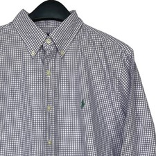 NEW Polo Ralph Lauren Gingham Check Mens L Cotton Button Down L/S Purple 89.50