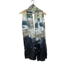 Boho Burnout Green Black  Cream Sheer Shawl Scarf Cottage Core Whimsical
