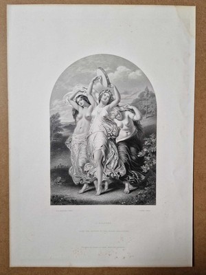 W.E. FROST 'L'Allegro', Antique Art Journal Engraving (1855)
