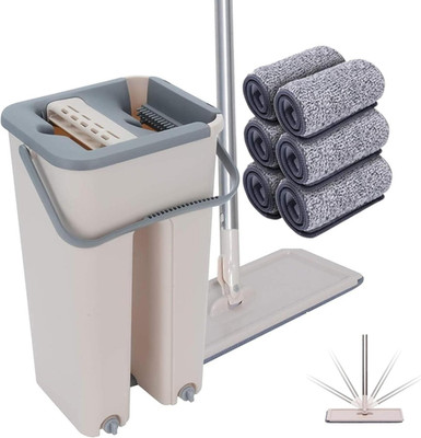 Bodenwischer und Eimer Set   Easy and Simple Squeeze Mop Eimer, Flachmop mit Mul