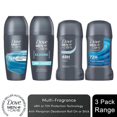 Dove Men+Care Anti-Transpirant mit 48H Schweißschutz Deo Spary, 3x50ml