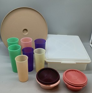 Tupperware Plastic Food Storage Set with Tumblers